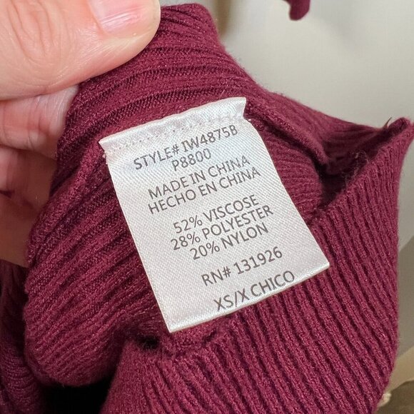 Bohme Ledger Sweater Dress Size XS Burgundy Midi Bodycon Tie Waist Ribbed - Picture 11 of 12